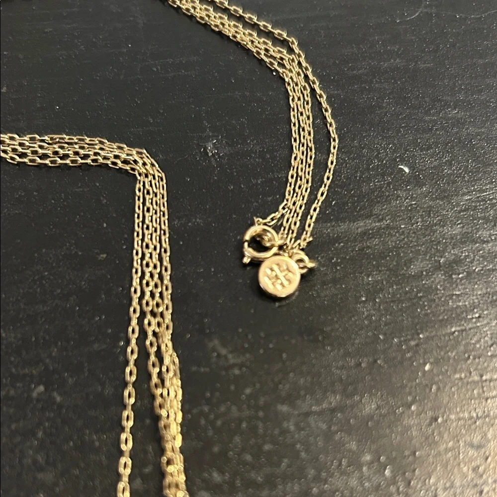 Tory Burch- Double strand Gold and Pearl Pendant Necklace, 18”